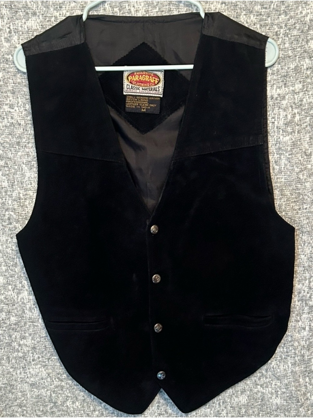 Paragraff Genuine Black Leather Men’s Vest. Medium